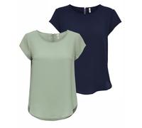 ONLY Onlvic SS AOP Noos Ptm Top, Camiseta, Blusa, Pack de 2 (1 x Desert Sage/1 x Navy Blazer), 46