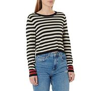 ONLY Onlvicci L/S Crop Stripe Jersey Knt Sudadera, Pumice Stone/Stripes:Black/Mars Red, S (Pack de 3) para Mujer