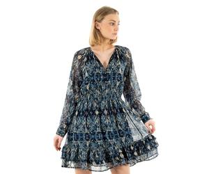 ONLY Onlviva Life L/S Layer Dress Ptm Vestido de Verano, Forever Blue/AOP:Ethnic Rebel, L para Mujer