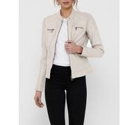 Only Only - Cazadora biker de mujer de polipiel. Blanco Talla 34