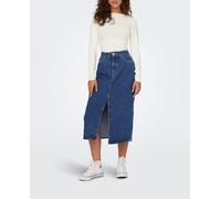 Only Only - Falda midi vaquera con apertura. Azul Talla 36