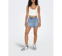 ONLY Mujer Modernos Shorts Estilo Minifalda Botonadura Falda Pantalón Vaquera Bolsillos, Color:Azul Claro, Talla:S