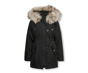 ONLY Only Girl Parka Lang 134black abrigos hombre, Niñas, Black/Detail:FUR LIGHT GREY, 134