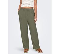 Only Only - Pantalón largo ancho de mujer. Verde oscuro