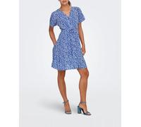 Only Only - Vestido manga corta cintura elástica. Azul Talla 38