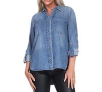 ONLY Onlyasmin Shirt Asmin-Camiseta L/S Dnm AKM Noos, Medio De Mezclilla Azul, L Mujeres
