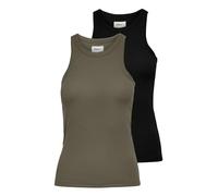 ONLY Pack de 2 Camisetas sin Mangas Lindsay, Black/Pack: 2-Pack - Black + Kalamata, XS