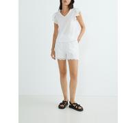 Only Pantalón corto de mujer bordado. Blanco 36 (S)