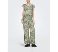 Only Pantalón de mujer ancho de cintura alta. Verde 38 (M)