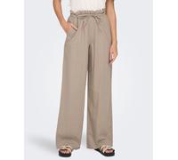 Only Pantalón largo ancho de mujer con cintura fruncida. Lana 40 (L) / 32 (32)