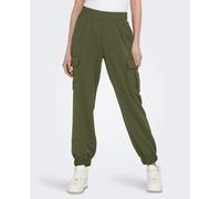 Only Pantalón largo de mujer estilo cargo con cintura elástica. Verde pardo 34 (XS) / 32 (32)