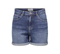 ONLY Pantalones Cortos de Mezclilla de Cintura Alta para Mujer de la Marca, cómodos para el Verano., Color:Azul-3, Talla:L