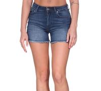 ONLY Pantalones Cortos de Mezclilla para Mujer botón y Cierre de Cremallera Shorts de Verano., Color:Azul Oscuro, Talla:S