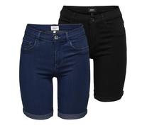 ONLY Pantalones cortos de mezclilla para mujer ONLRAIN de cintura media ajustados, C: azul oscuro denim / negro, XS