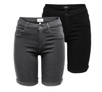 ONLY Pantalones cortos de mezclilla para mujer ONLRAIN de cintura media ajustados, D: gris oscuro denim / negro, XS