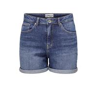 ONLY Pantalones Cortos de Mezclilla de Cintura Alta para Mujer de la Marca, cómodos para el Verano., Color:Azul-3, Talla:M
