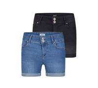ONLY Pantalones cortos mezclilla mujer, elásticos, ajustados, cintura media, manga larga, paquete 2, pantalones verano, básicos, vaqueros, azul, negro, S-M-L-XL