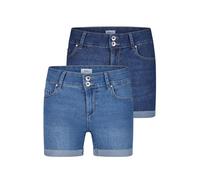 ONLY - Pantalones cortos vaqueros elásticos para mujer, corte skinny, cintura media, pack de 2, ONLCARMEN, denim básico, verano, azul y negro, S, M, L, XL, XXL, XL