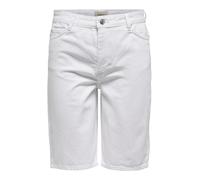 Only Pantalones Cortos Vaqueros Largos De Cintura Alta De Las Mujeres Ajuste Normal, Blanco, M