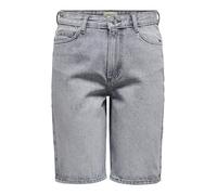 Only Pantalones Cortos Vaqueros Largos De Cintura Alta De Las Mujeres Ajuste Normal, Denim Light Grey, S
