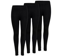 ONLY Paquete de 3 Leggings Negros Mujer - Opacos - para Salir a divertirse, Practicar Deporte, Hacer Yoga o IR al Gimnasio - 95% de algodón 15209151, Negro, M