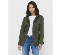 Only Parka de mujer con capucha y cintura fruncida. Verde oscuro 34 (XS)