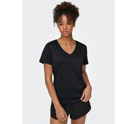 ONLY PLAY Camiseta de deporte Core Life de manga corta y cuello de pico. Color Negro