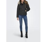 Only Plumífero de mujer acolchado con capucha. Gris oscuro 34 (XS)