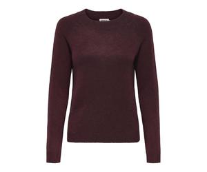 ONLY Pullover de Punto básico de Mujer Jersey elástico de Punto Liso de Manga Larga y Cuello Redondo ONLRICA., Color:Burdeos, Talla:L