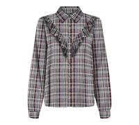 ONLY Shirt Onlevia Check L/S Frill Camiseta Wvn, Gris, S Mujeres