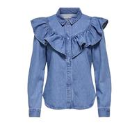 ONLY Shirt Onlindigo Frill Stud L/S Dnm Camiseta Qyt, Medio De Mezclilla Azul, XS Mujeres