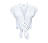 ONLY Shirt Onlsiesta SS Knot Lin Bl Camiseta Pnt Noos, Blanco Brillante, XXS Mujeres