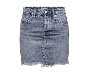 Only Sky Life Raw Hem Acid Wash Denim Mini Skirt, Mezclilla De Color Azul Claro, 34