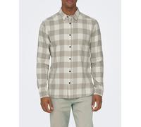 Only & Sons Camisa de hombre regular de cuadros. Blanco XL (XL)