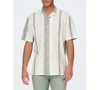 Only & Sons Camisa de lino manga corta de hombre. Blanco S