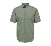 ONLY & SONS Camisa Hombre Manga Corta Lino, marrón, M