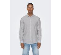 ONLY & SONS Camisa slim fit de rayas, algodón y lino. Color Azul Oscuro