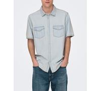 Only & Sons Camisa vaquera de hombre de manga corta. Azul claro M