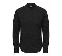 Only & Sons Camiseta de Manga Corta para Hombre Onspoplin BTN Down LS EXP RE, Color Negro, XS, Negro, XS