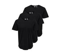 Only & Sons Onsmatt Life Longy SS tee Paquete de 3 Camiseta, Black-Black 3-Pack, M para Hombre