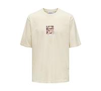 ONLY&SONS - Camiseta para Hombre, Corte Holgado, Cuello Redondo, Manga Corta, Estampado de Goma, Parte Superior New York, Cloud Dancer, XL