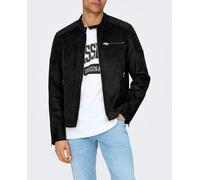 Only & Sons Chaqueta de hombre biker de suede. Negro S