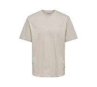 Only & Sons Camiseta de manga corta Fred Relaxed – Forro plateado – Gris claro L