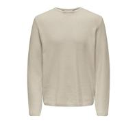 Only & Sons SÓLO&Hijos Suéter Hombre Cuello Redondo Algodón Cómodo Elegante Jersey Punto, Color:Beige-2, Talla Sudadera:M