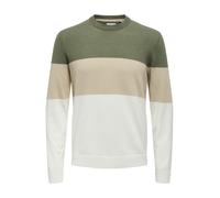 ONLY & SONS Onsrex Life Reg 12 Crew Knit Suéter pulóver, Cloud Dancer/Patrón: Cloud D. + Plata L + Deep L, M para Hombre