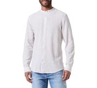 ONLY&SONS Men Lightweight Linen Shirt Long Sleeve Slim fit Top Striped Basic Shirt, Color:Beige, Talla:XS