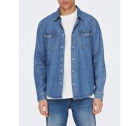 Only & Sons Only & Sons - Camisa de hombre vaquera de manga larga. Azul índigo Talla M