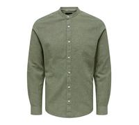 Only & Sons Only & Sons - Camisa lino de hombre manga larga regular fit. Verde claro Talla S