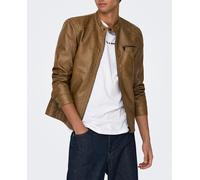 Only & Sons Only & Sons - Cazadora biker de hombre efecto piel. Marrón claro Talla 1