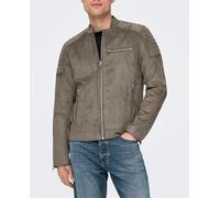 Only & Sons Only & Sons - Chaqueta de hombre biker de suede. Gris Talla M